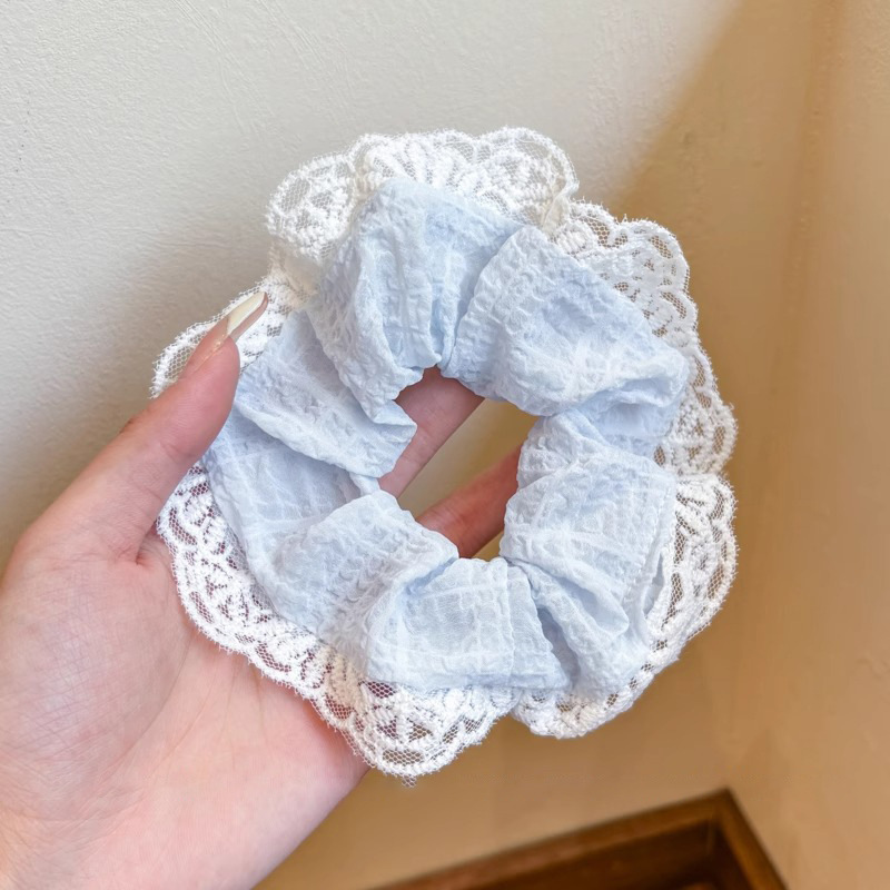 Lace blue hair tie